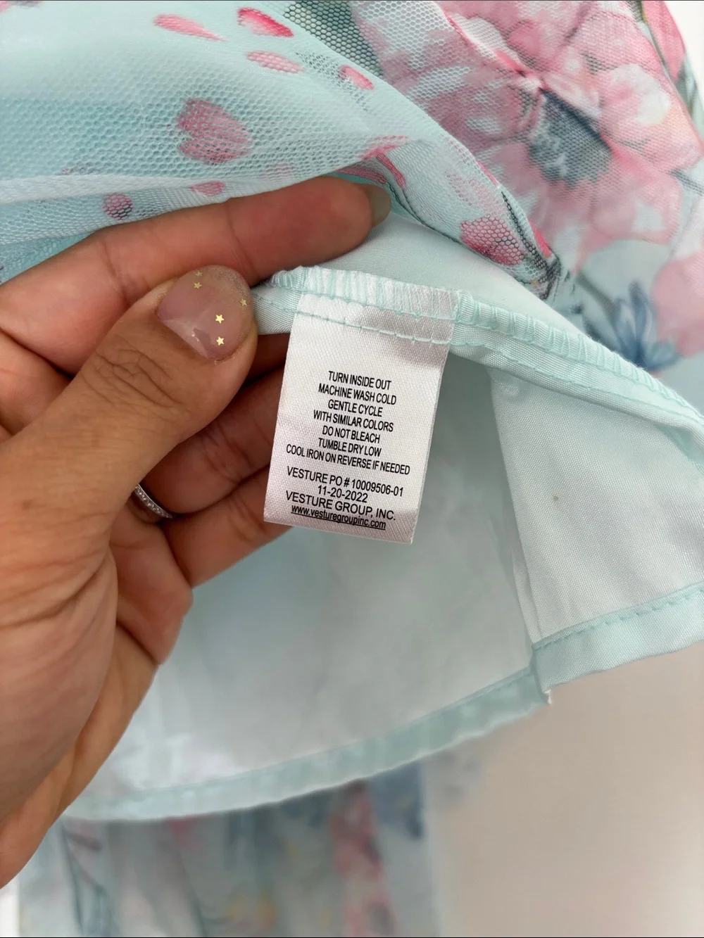 NWOT Girls' Light Blue Floral Tulle High-Low Party Dress